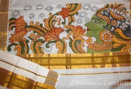 kerala painted saree